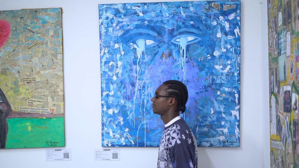 A visitor before Untitled