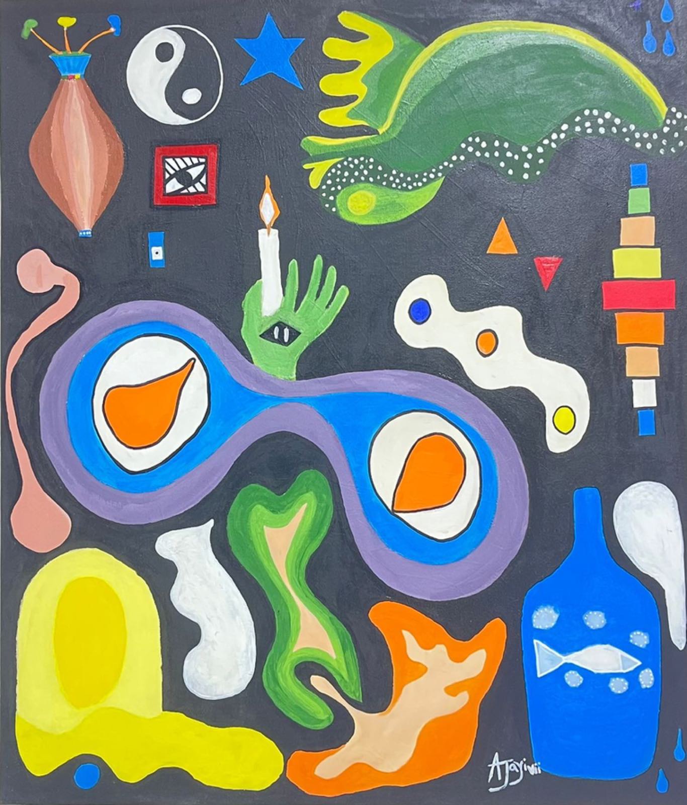 Ìjìnlẹ̀, 2026, Acrylic on canvas, by Ajayi Damilare Elijah